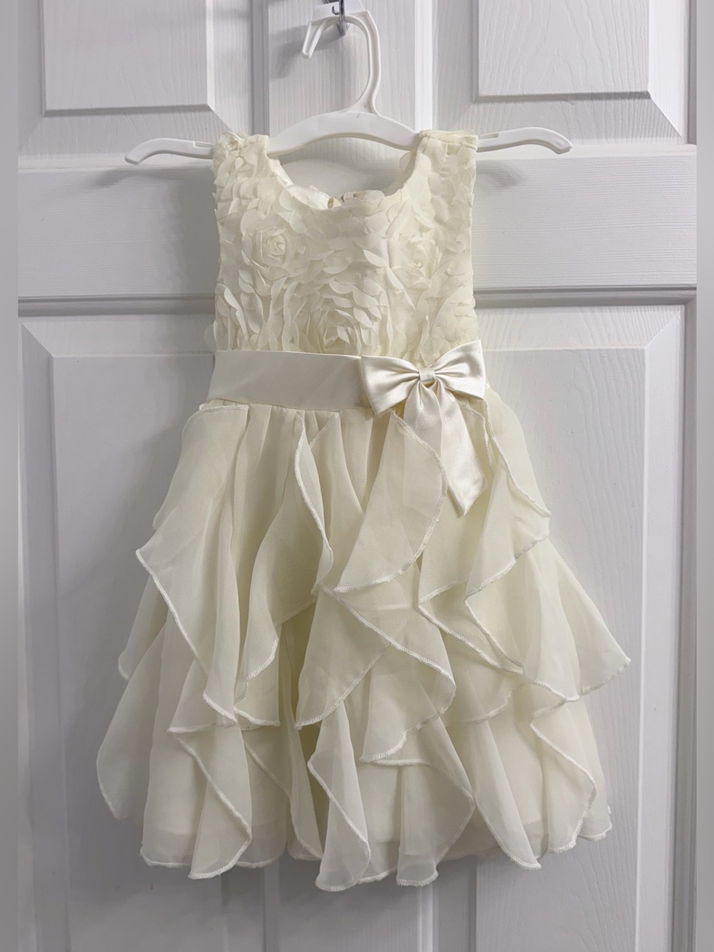 American Princess Ivory Floral Layered Ruffle Flower Girl Dress